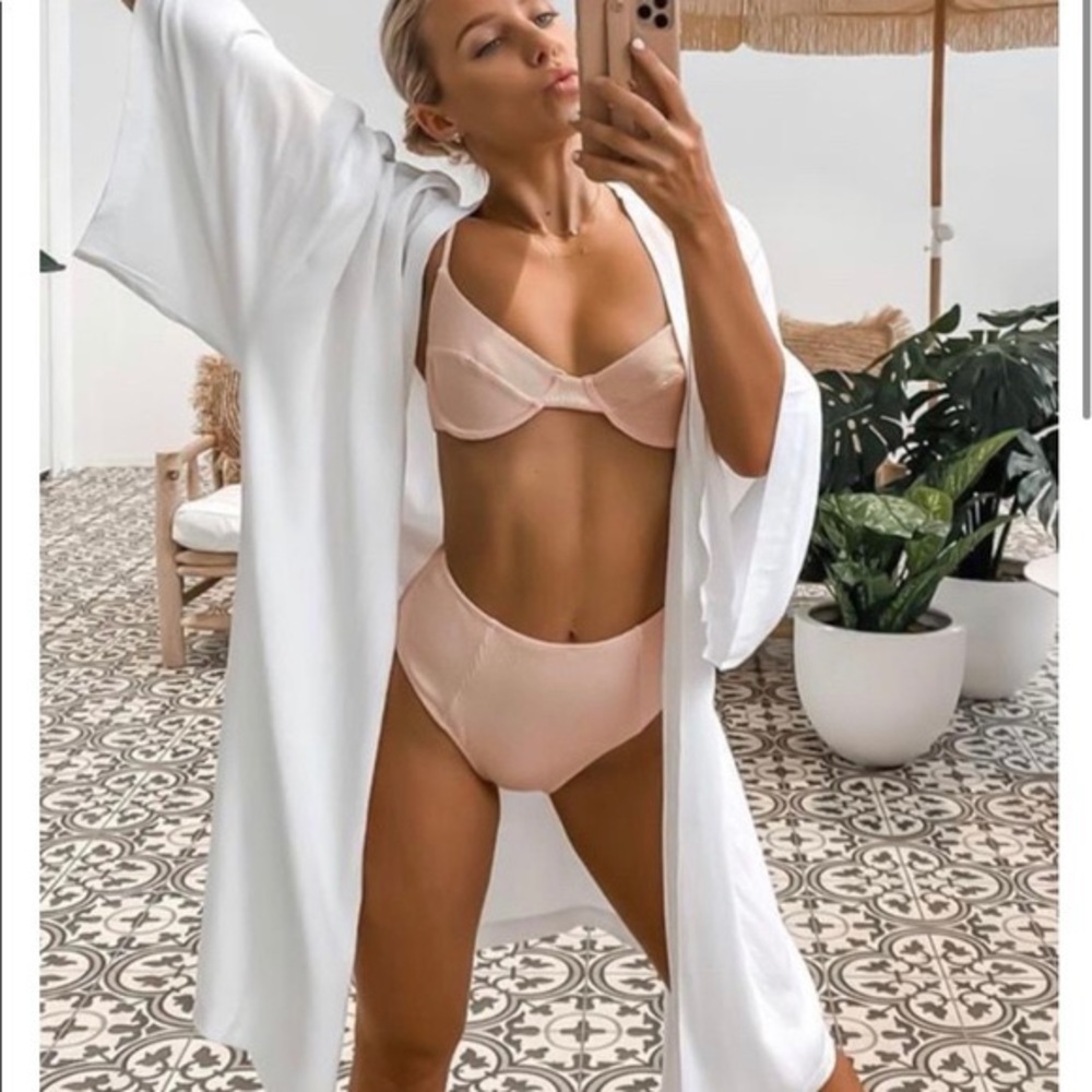 Sarah’s Day x White Fox peach ribbed bikini set